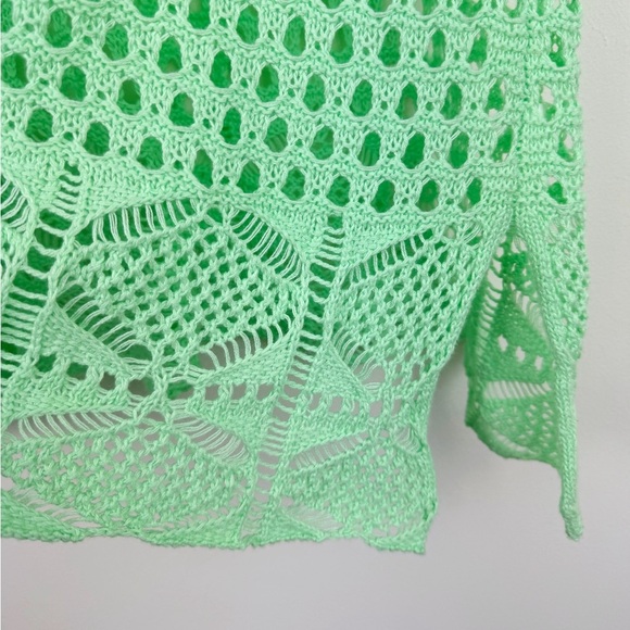 Jeanne Pierre Mint Green Open-Knit Tunic Dress - Picture 6 of 8